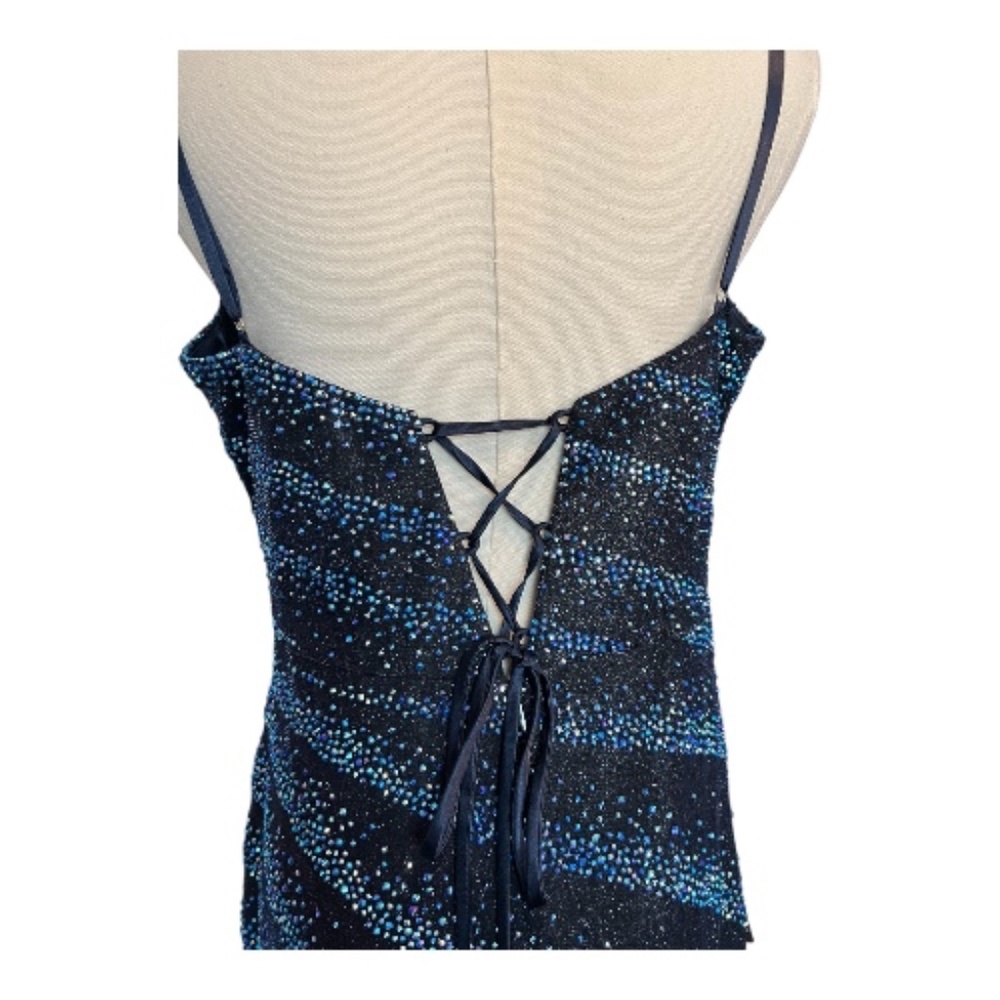 🆕 NWT Rachel Evans STUNNING navy blue beaded formal gown – size 10 - Picture 6 of 12
